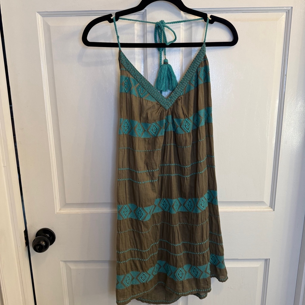 Women's Star Mela Halter Dress S, Brown with Teal